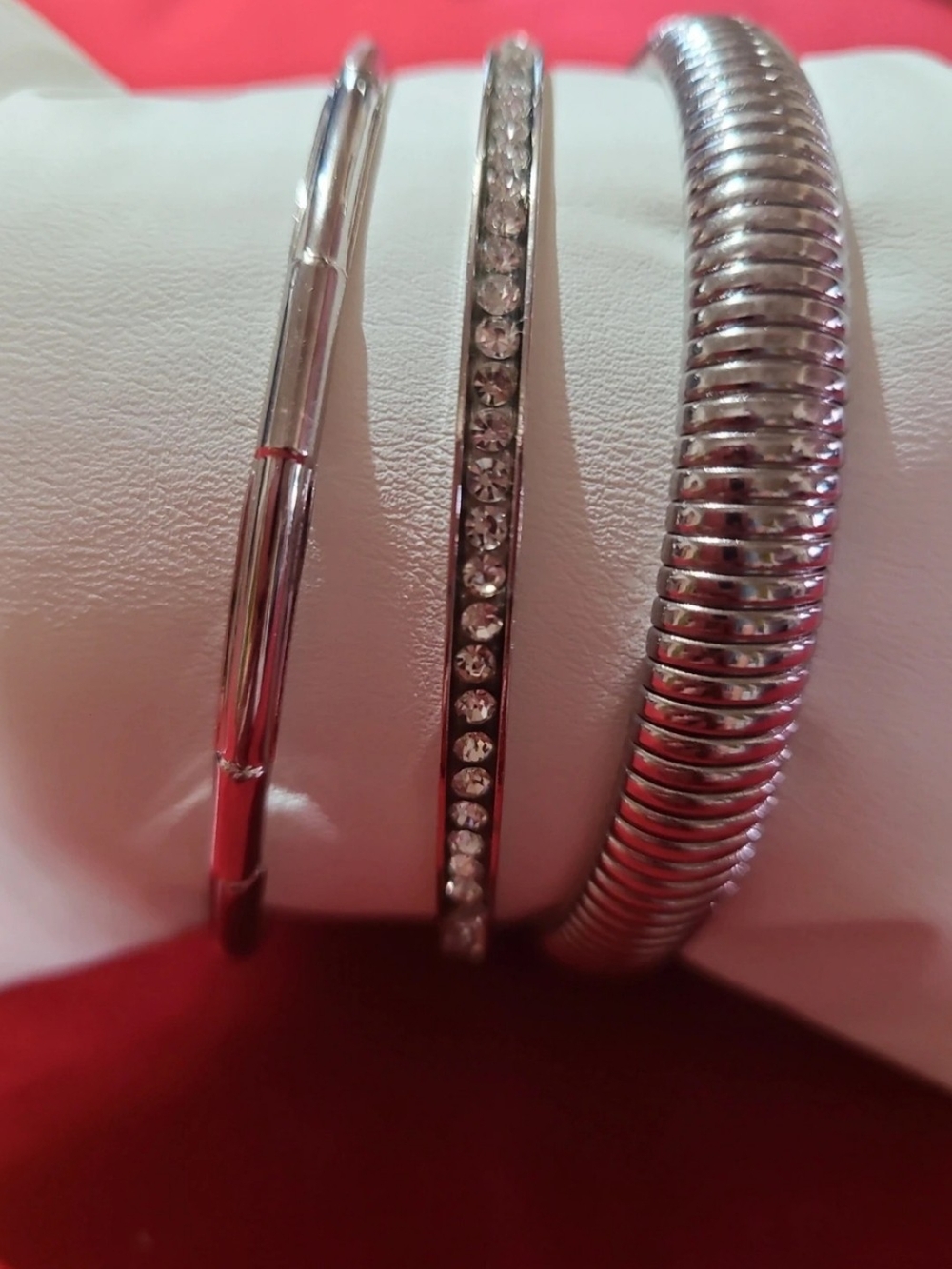 Crystal Pavé Silver Bangle Bracelet - Women Jewelry